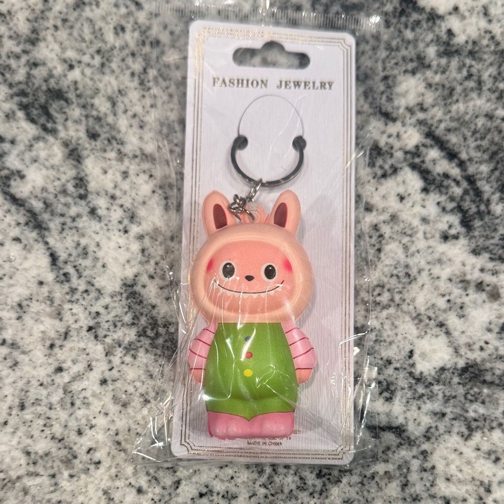 Cute Pink and Green Monster Keychain